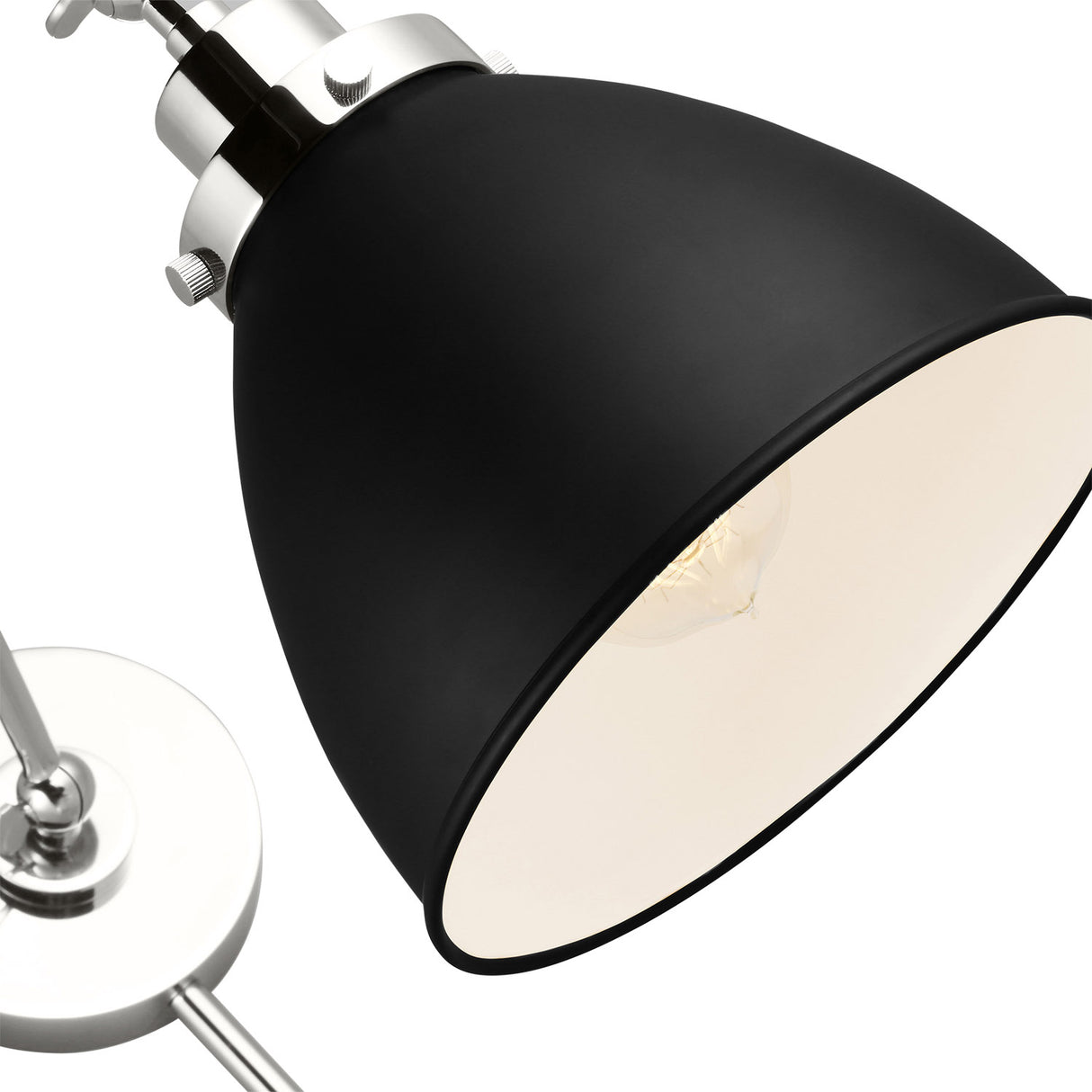 Rodney Adjustable Two Arm Wall Sconce, Matte Black and Polished Nickel