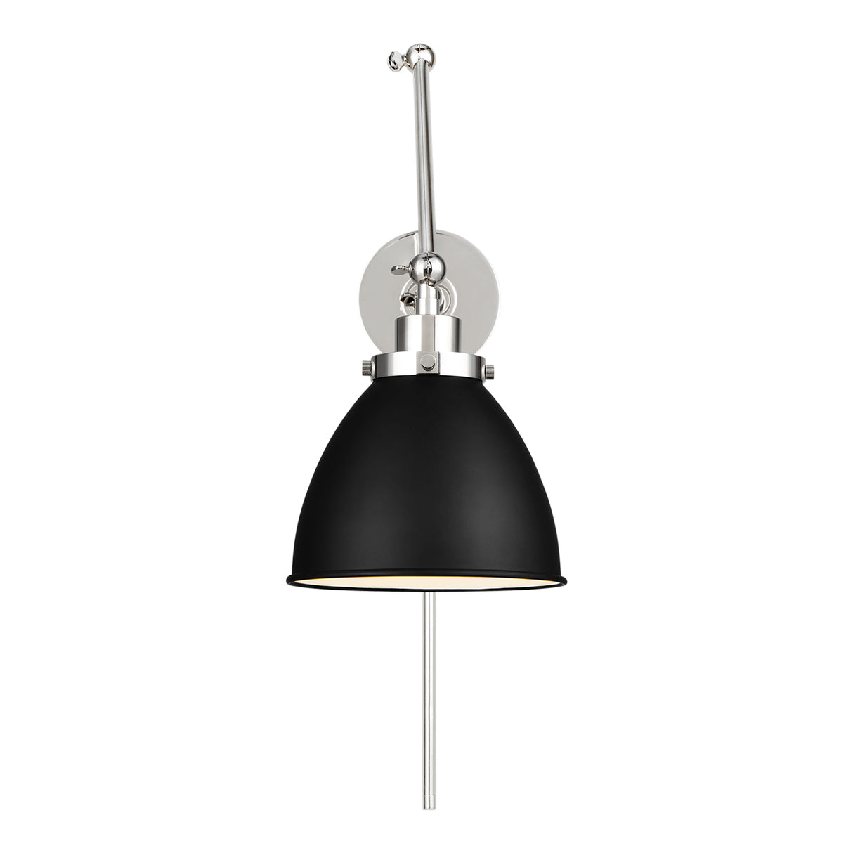 Rodney Adjustable Two Arm Wall Sconce, Matte Black and Polished Nickel