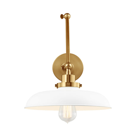 Franklin Adjustable Two Arm Wall Sconce, Matte White and Modern Brass