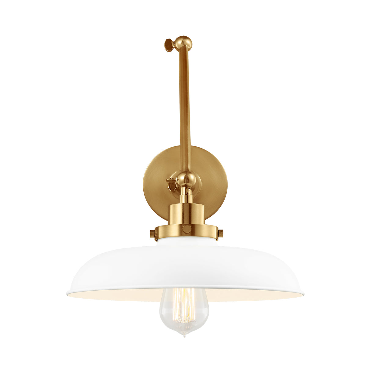 Franklin Adjustable Two Arm Wall Sconce, Matte White and Modern Brass