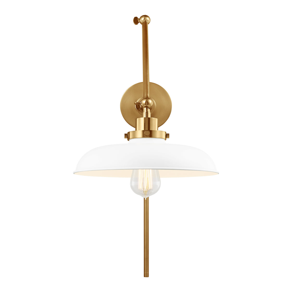 Franklin Adjustable Two Arm Wall Sconce, Matte White and Modern Brass