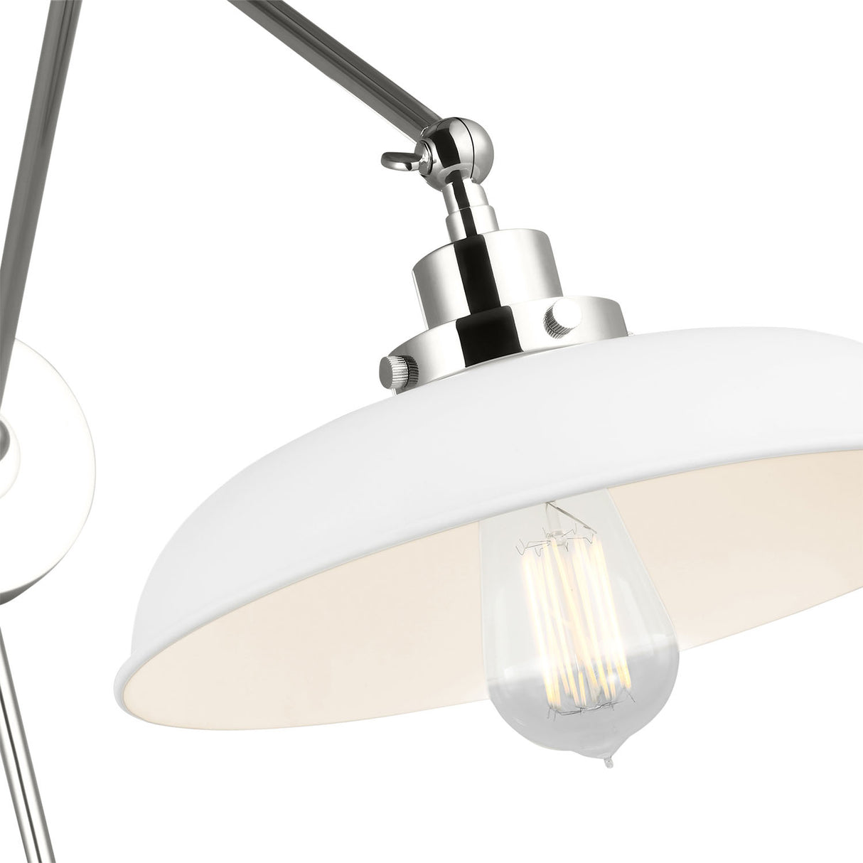 Franklin Adjustable Two Arm Wall Sconce, Matte White and Polished Nickel