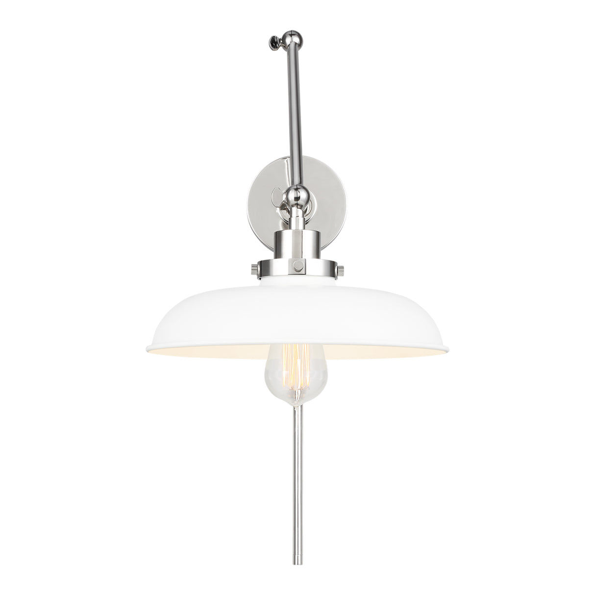 Franklin Adjustable Two Arm Wall Sconce, Matte White and Polished Nickel