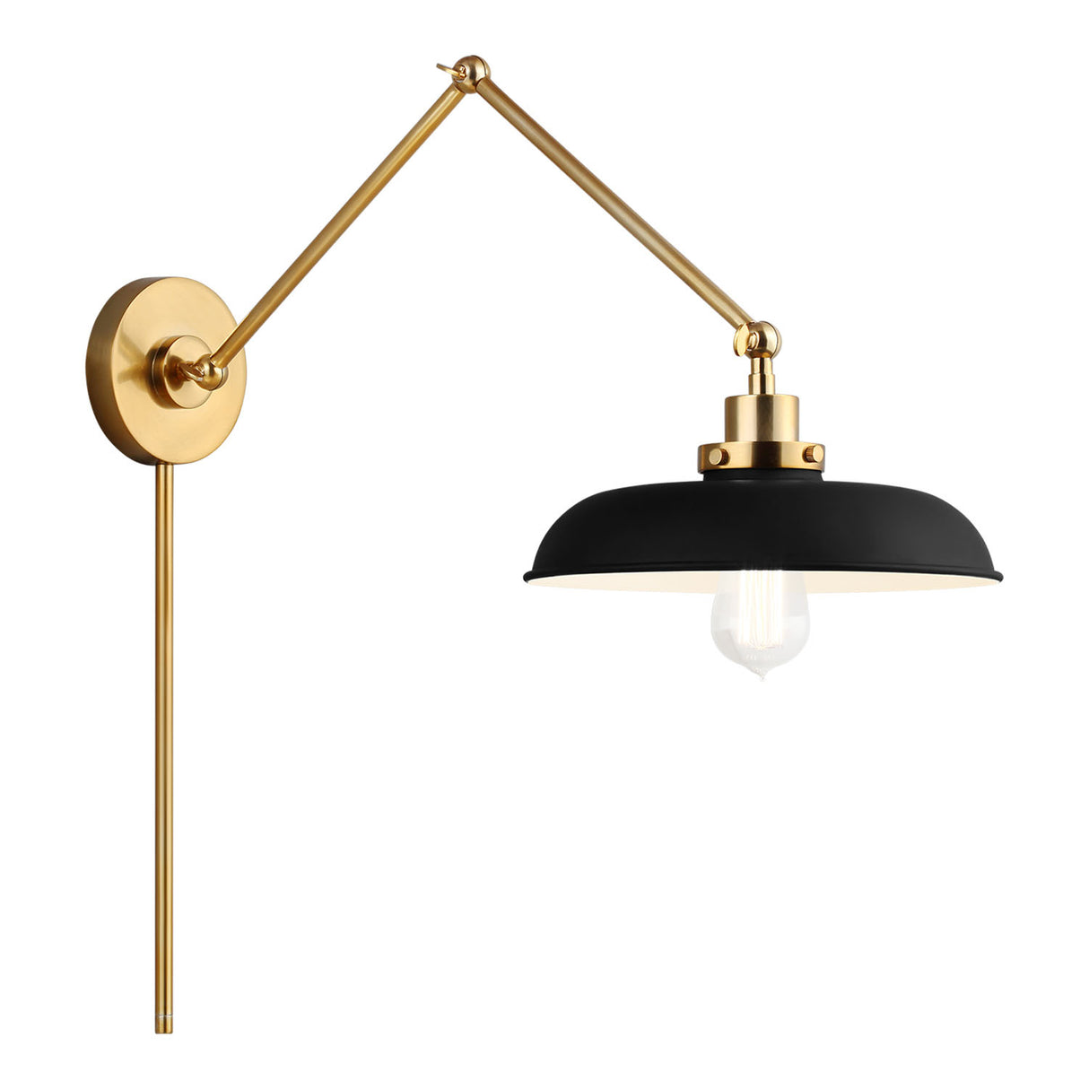Franklin Adjustable Two Arm Wall Sconce, Matte Black and Modern Brass
