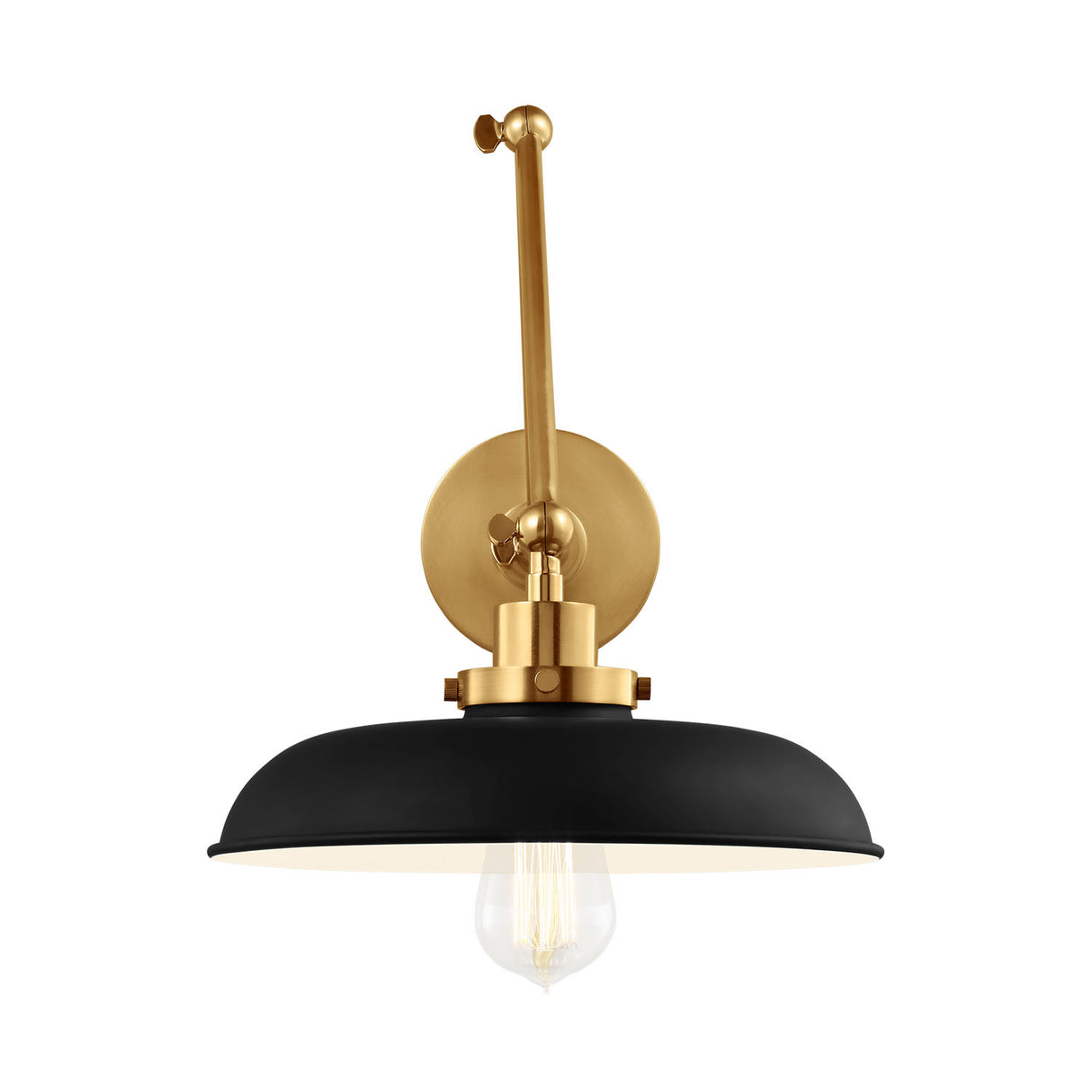 Franklin Adjustable Two Arm Wall Sconce, Matte Black and Modern Brass