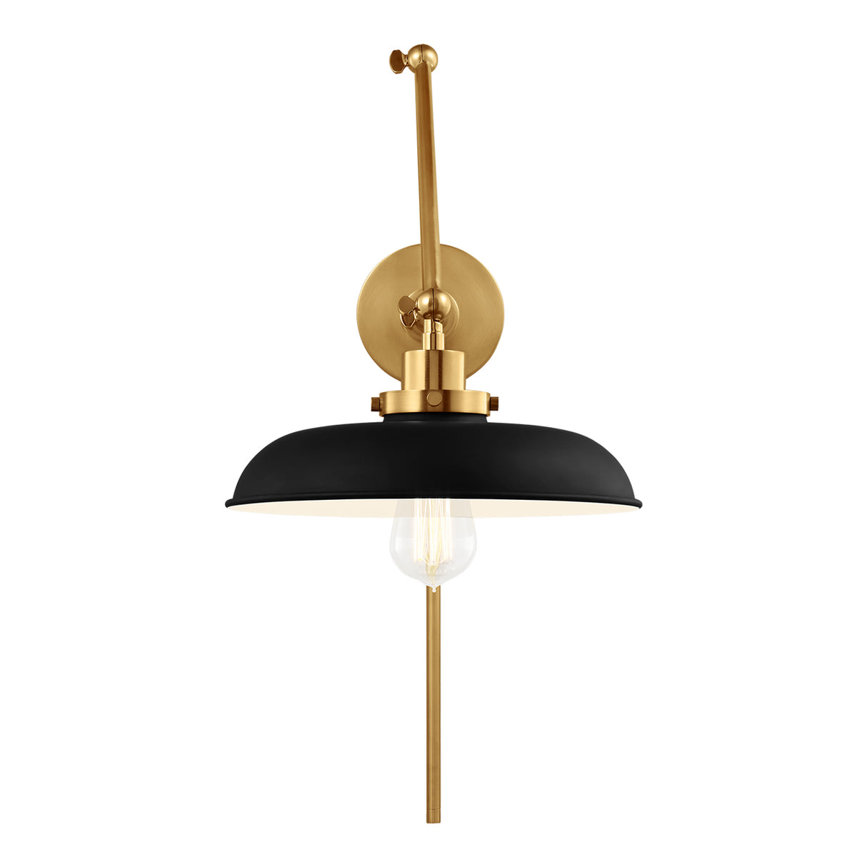Franklin Adjustable Two Arm Wall Sconce, Matte Black and Modern Brass