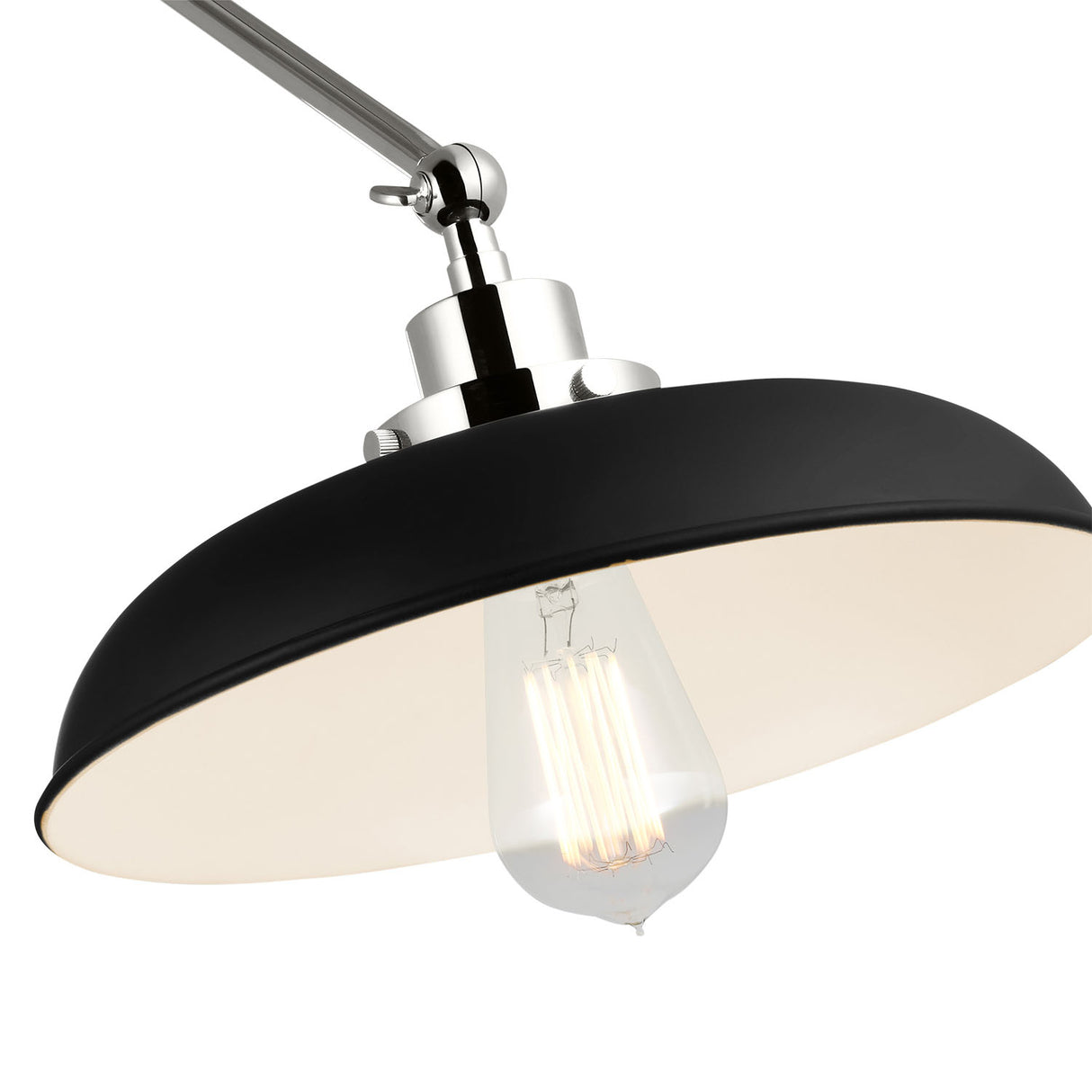 Franklin Adjustable Two Arm Wall Sconce, Matte Black and Polished Nickel