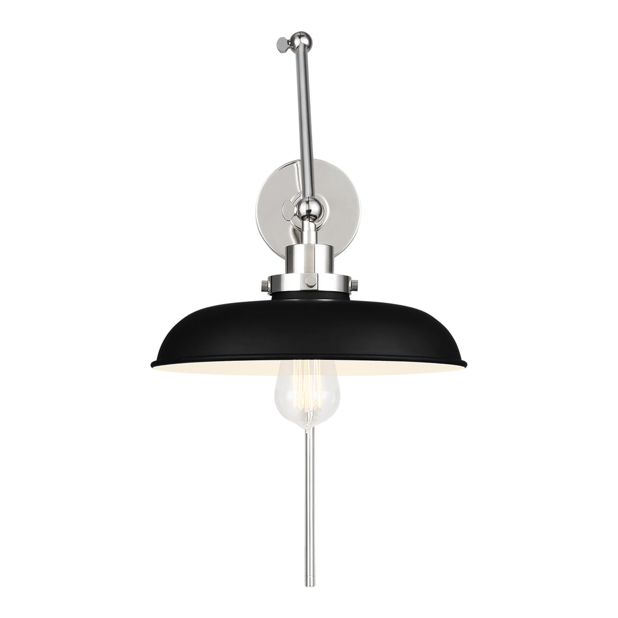 Franklin Adjustable Two Arm Wall Sconce, Matte Black and Polished Nickel