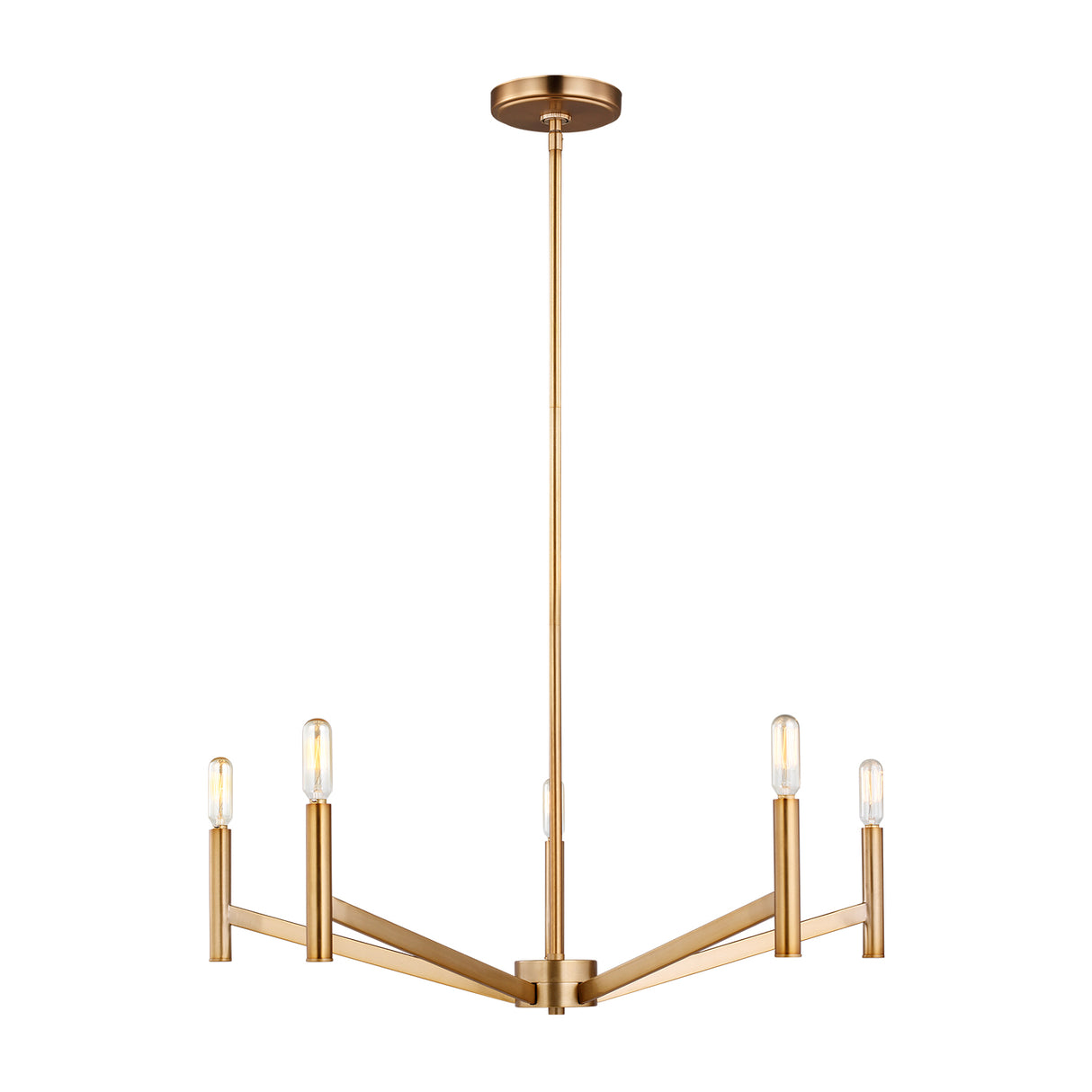 Foster 5 Light Chandelier 28", Satin Brass