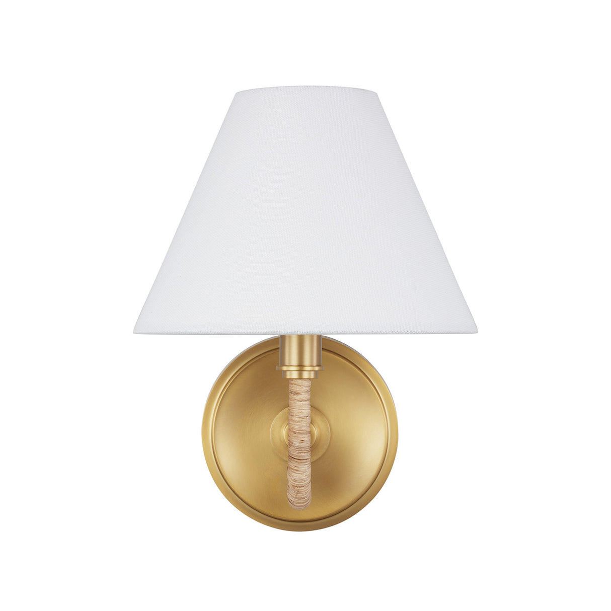 Harlow Wall Sconce 9", Modern Brass with Rattan