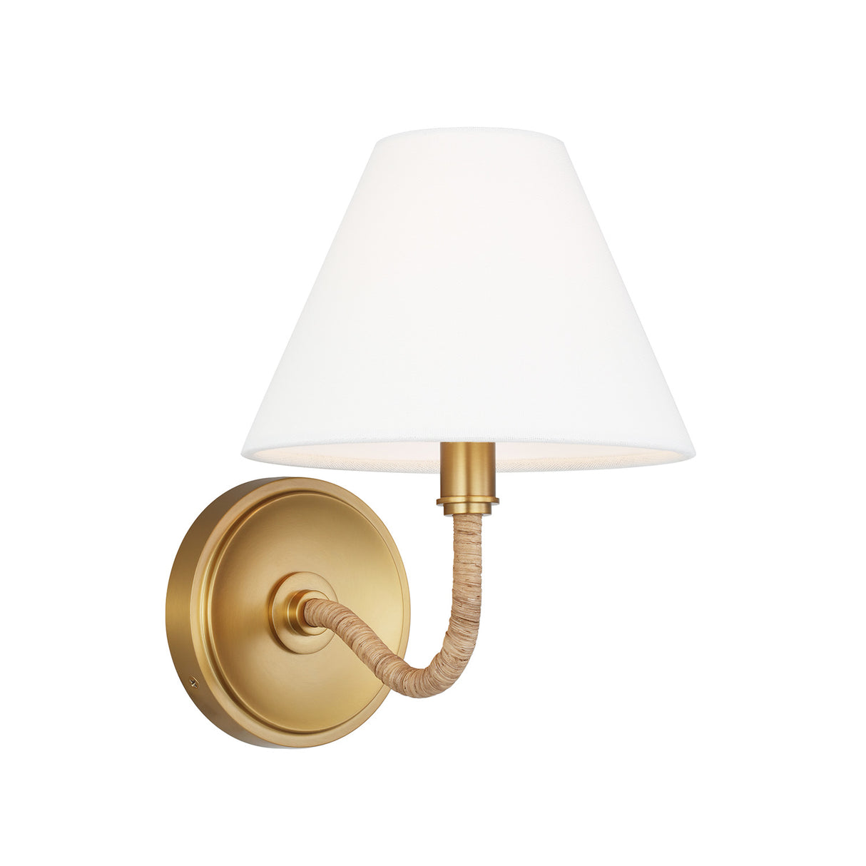 Harlow Wall Sconce 9", Modern Brass with Rattan