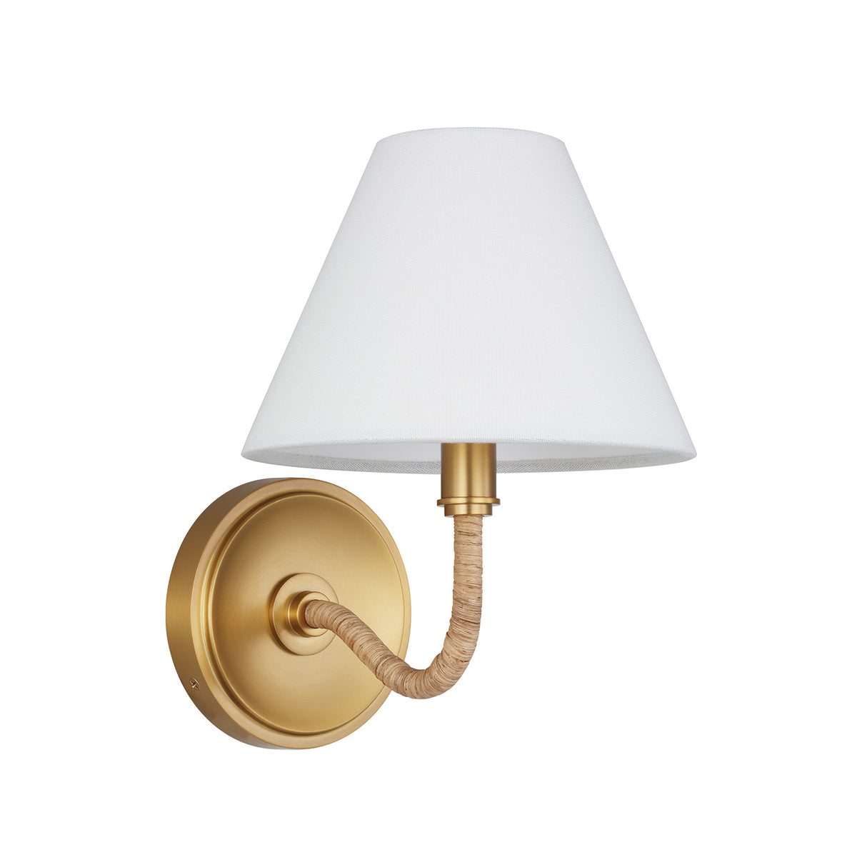 Harlow Wall Sconce 9", Modern Brass with Rattan