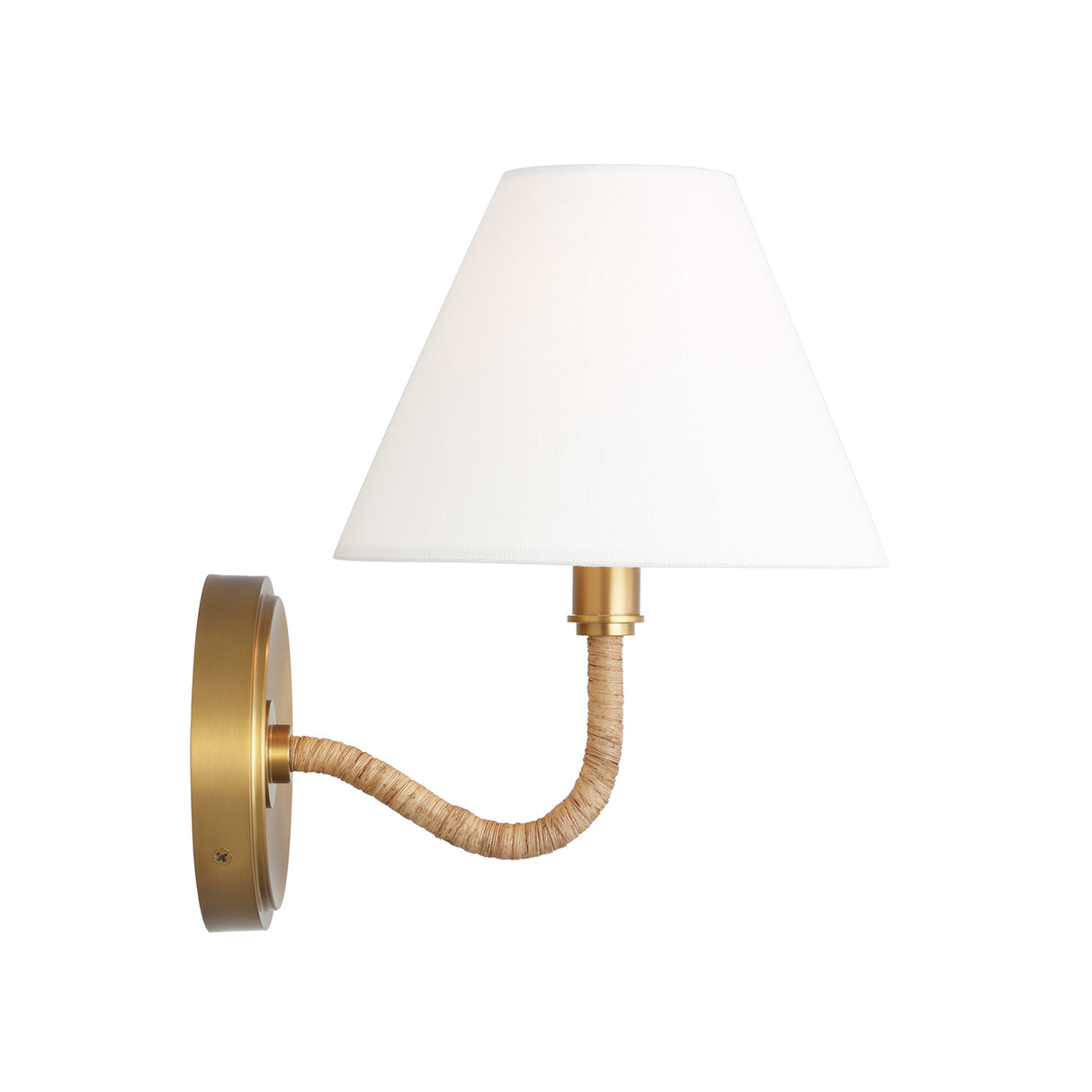 Harlow Wall Sconce 9", Modern Brass with Rattan