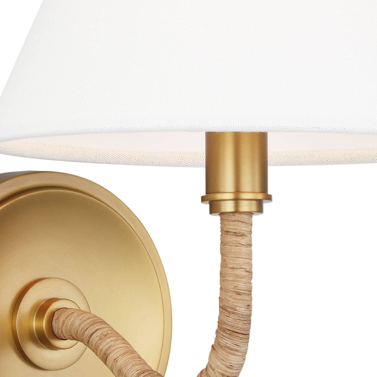 Harlow Wall Sconce 9", Modern Brass with Rattan