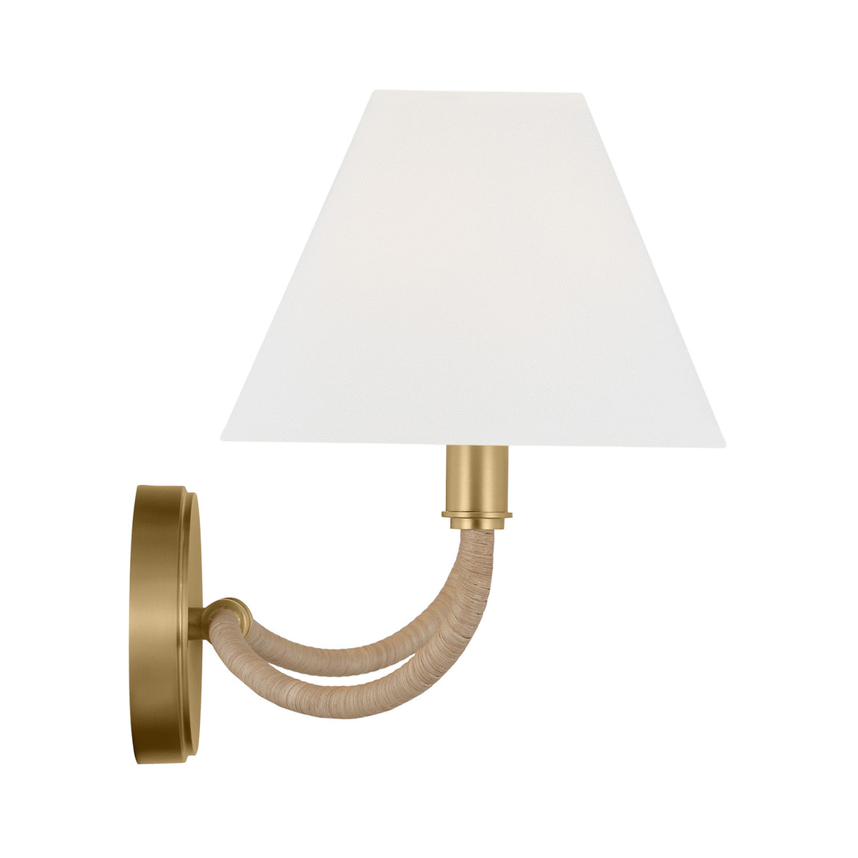 Harlow Double Wall Sconce, Modern Brass with Rattan