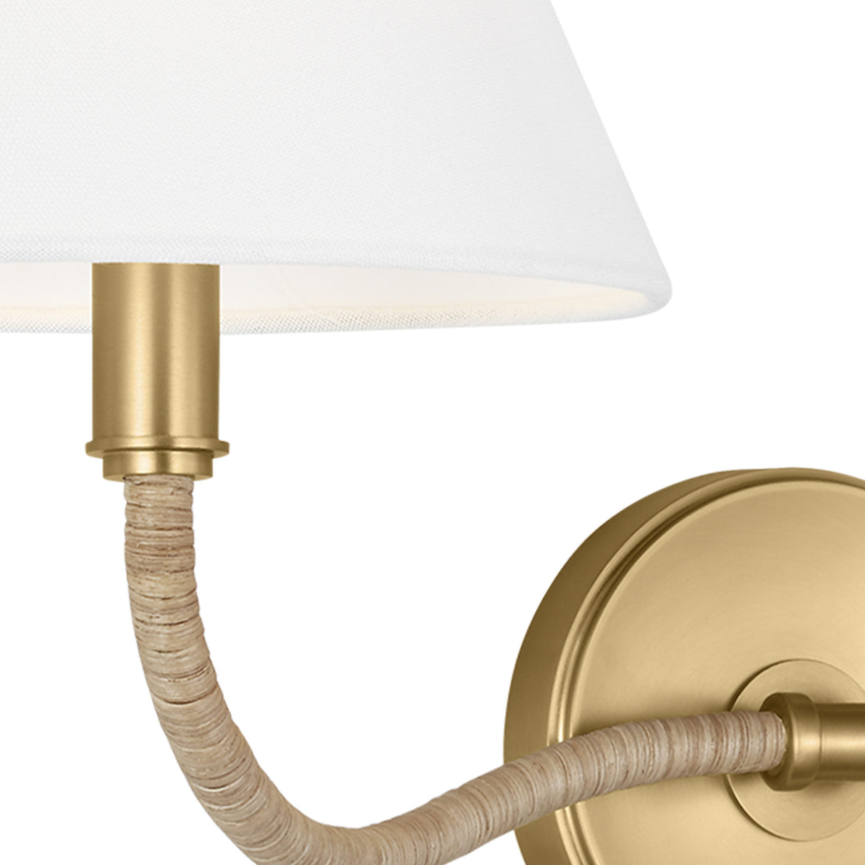 Harlow Double Wall Sconce, Modern Brass with Rattan