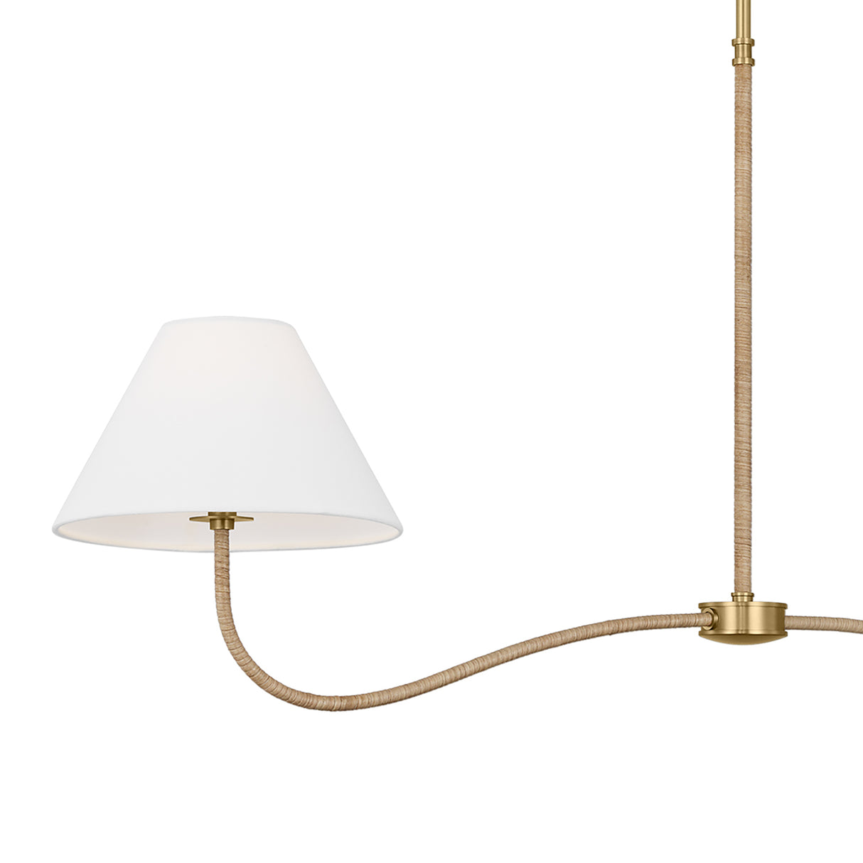 Harlow 2 Light Linear Pendant 51", Modern Brass with Rattan