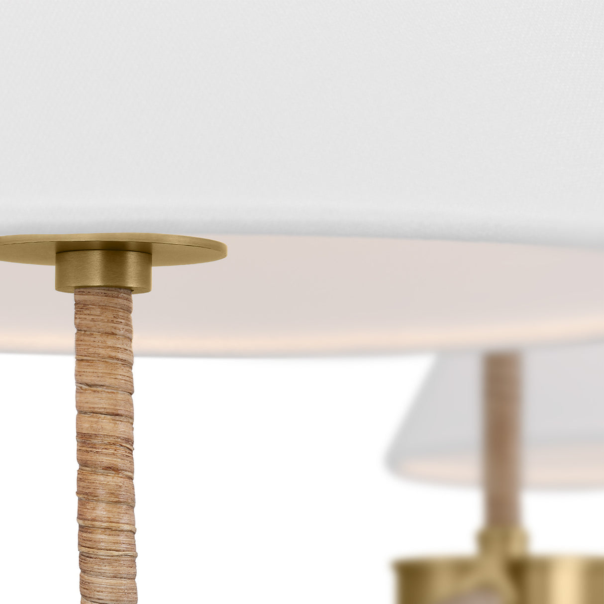 Harlow 2 Light Linear Pendant 51", Modern Brass with Rattan