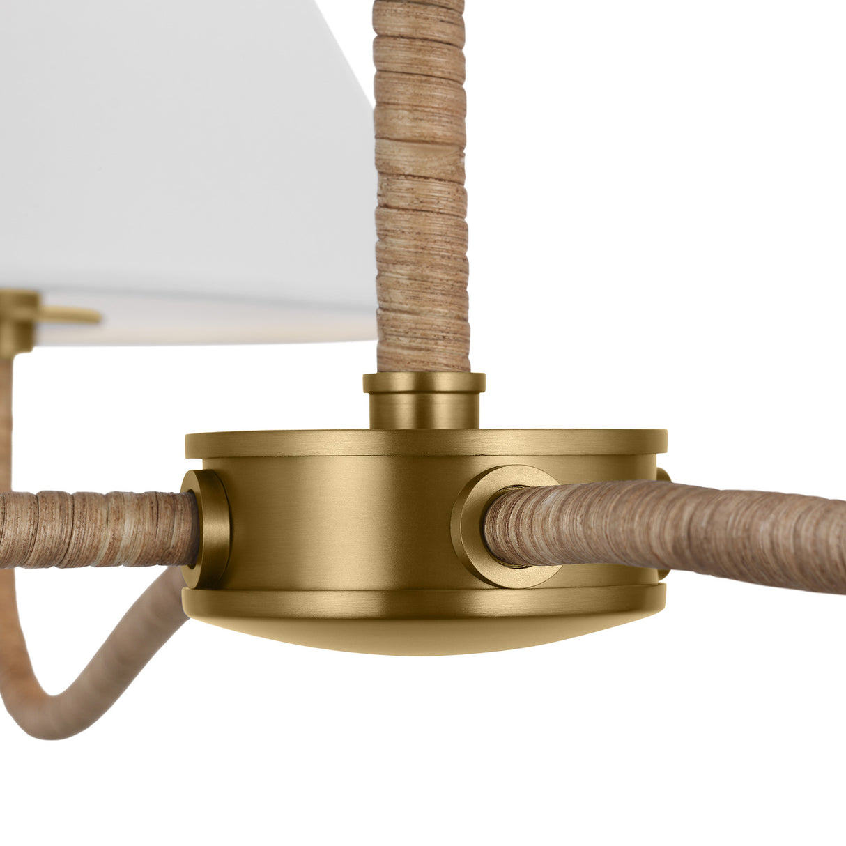Harlow 4 Light Chandelier 35", Modern Brass with Rattan