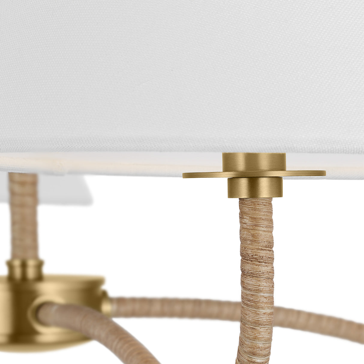 Harlow 4 Light Chandelier 35", Modern Brass with Rattan