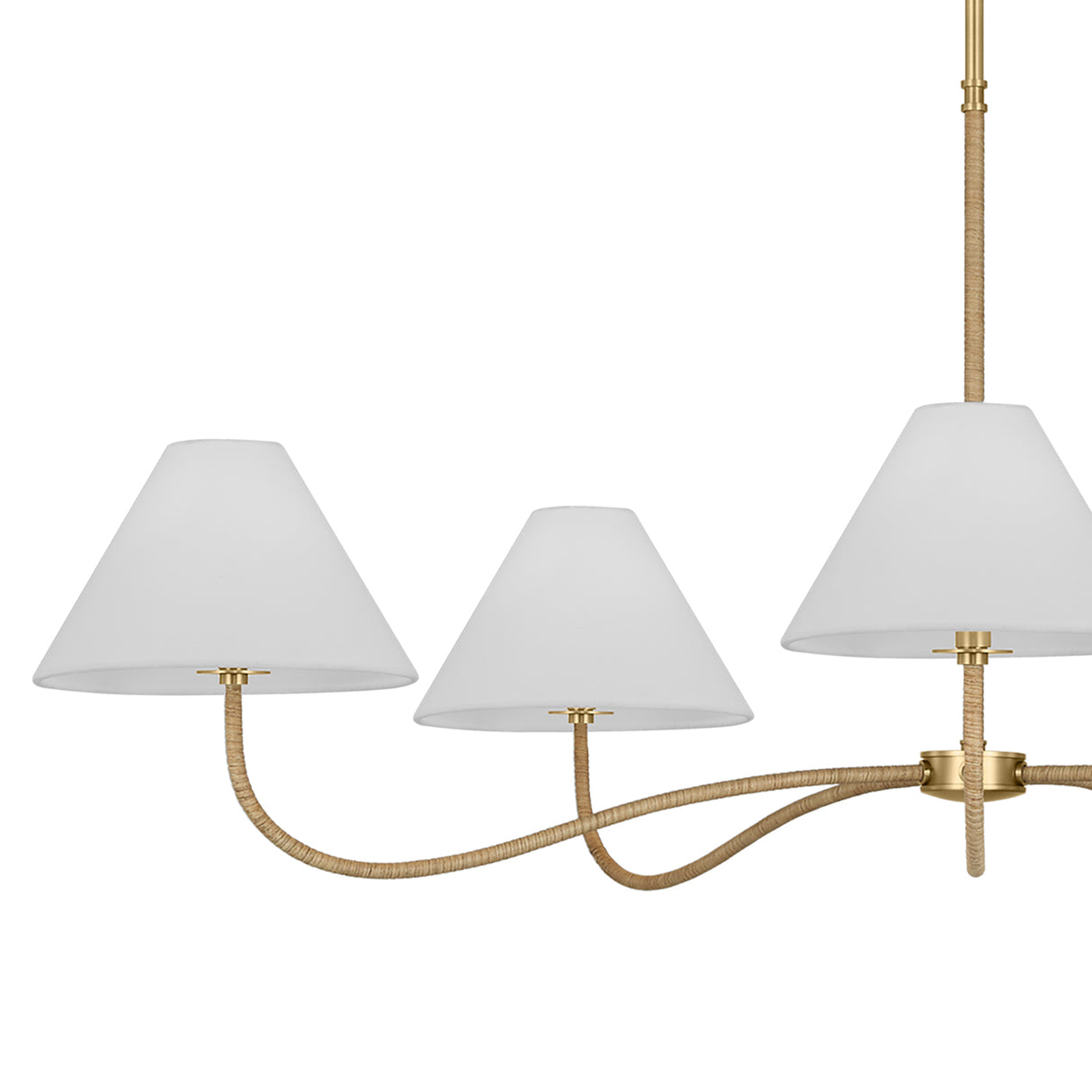 Harlow 5 Light Chandelier 51", Modern Brass with Rattan