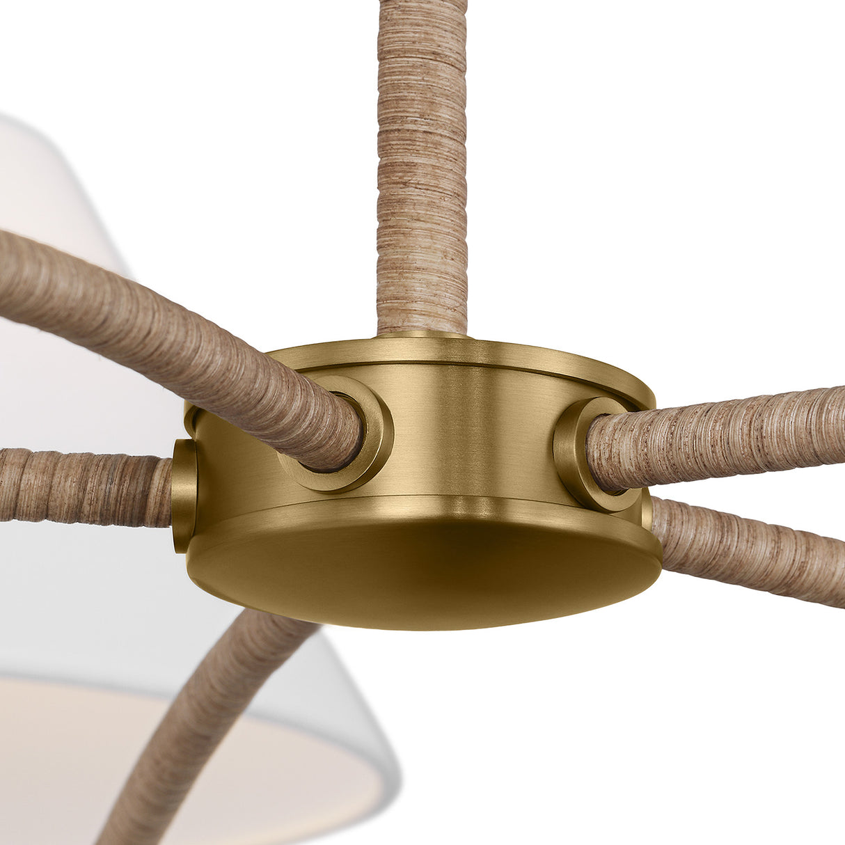 Harlow 5 Light Chandelier 51", Modern Brass with Rattan