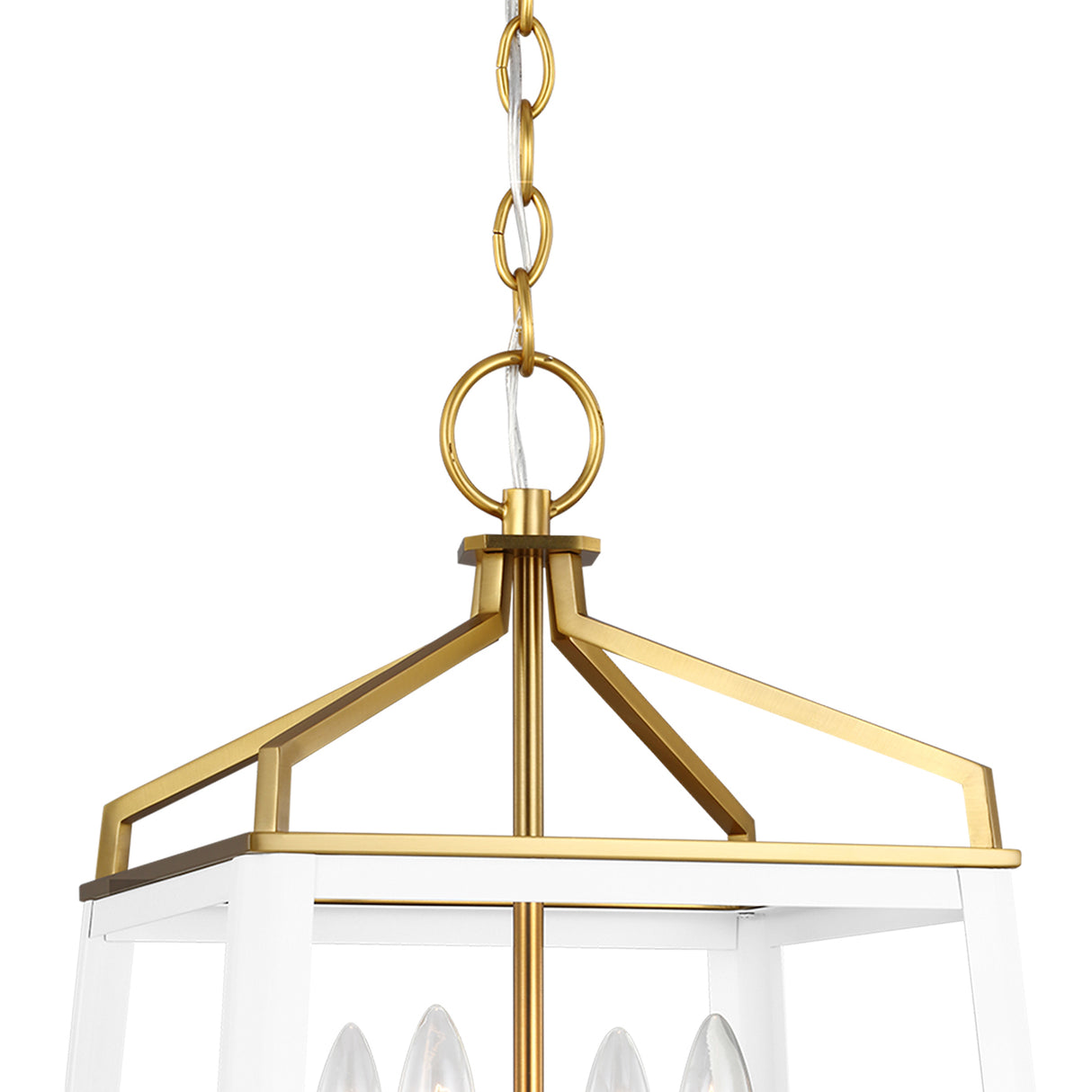 Fillmore Medium Lantern Pendant 13", Matte White and Modern Brass