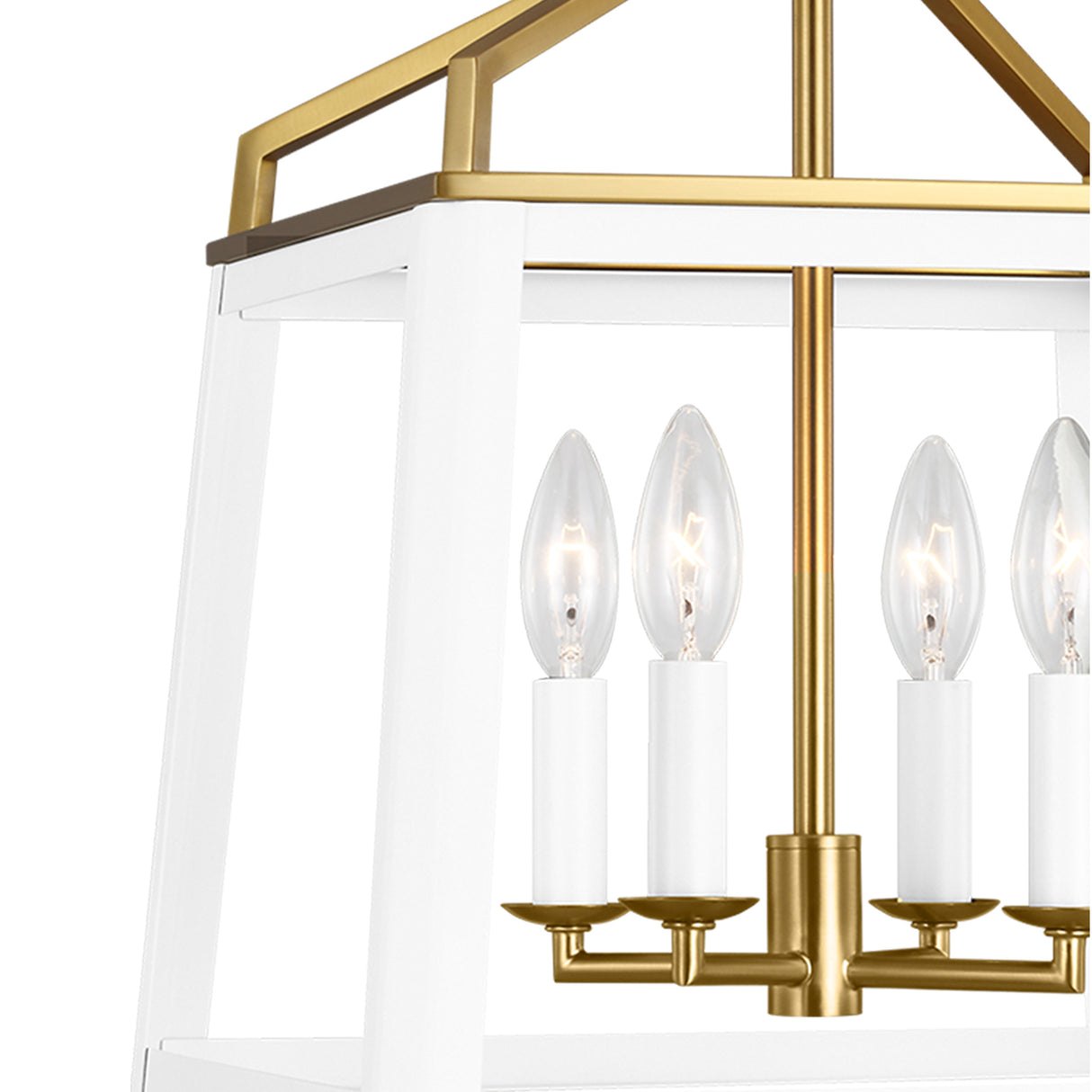 Fillmore Medium Lantern Pendant 13", Matte White and Modern Brass