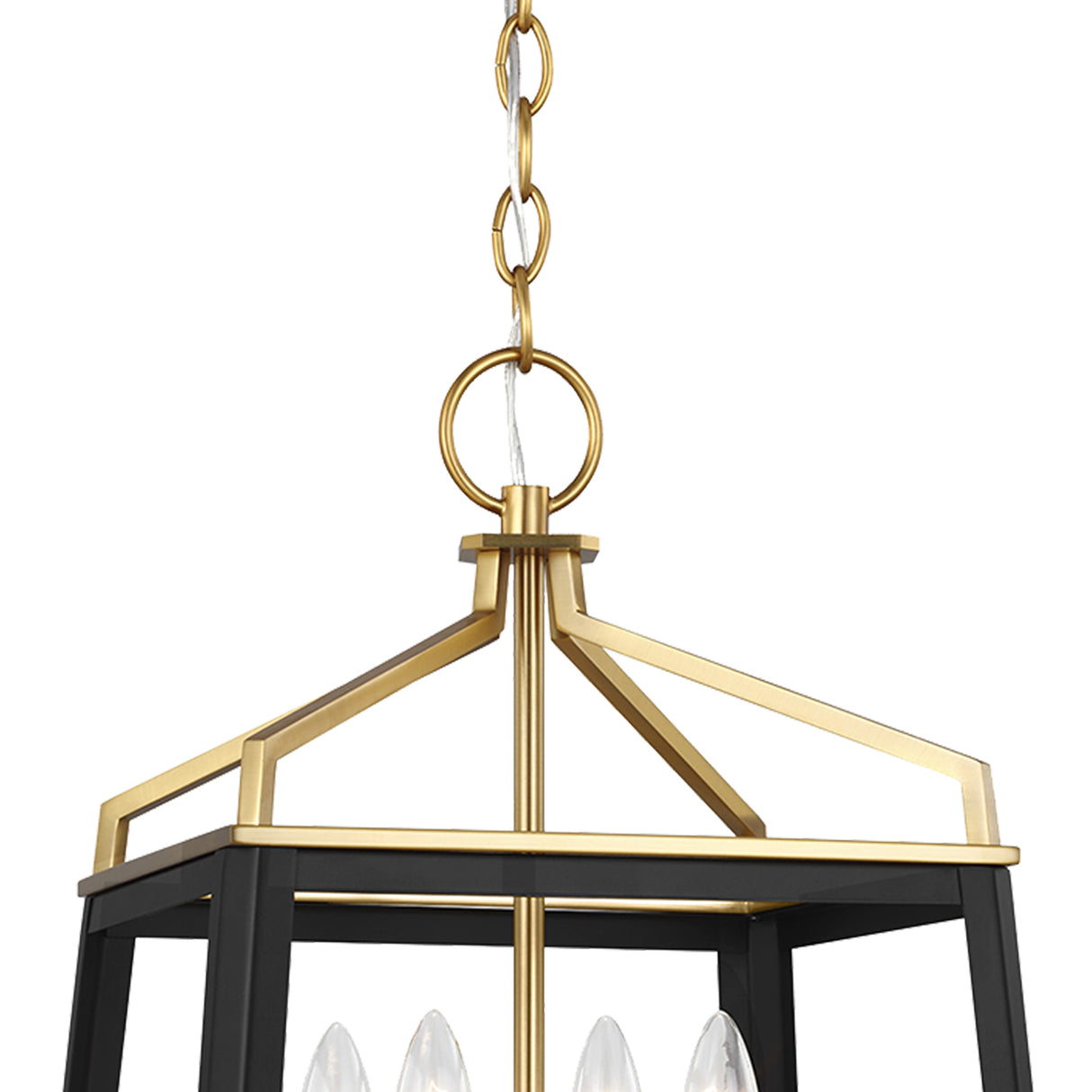 Fillmore Medium Lantern Pendant 13", Matte Black and Modern Brass