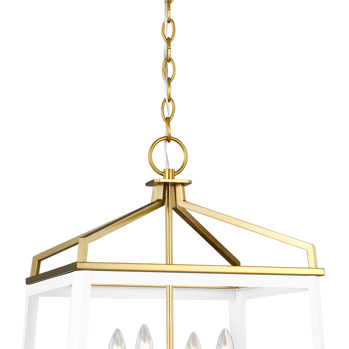 Fillmore Large Lantern Pendant 18", Matte White and Modern Brass