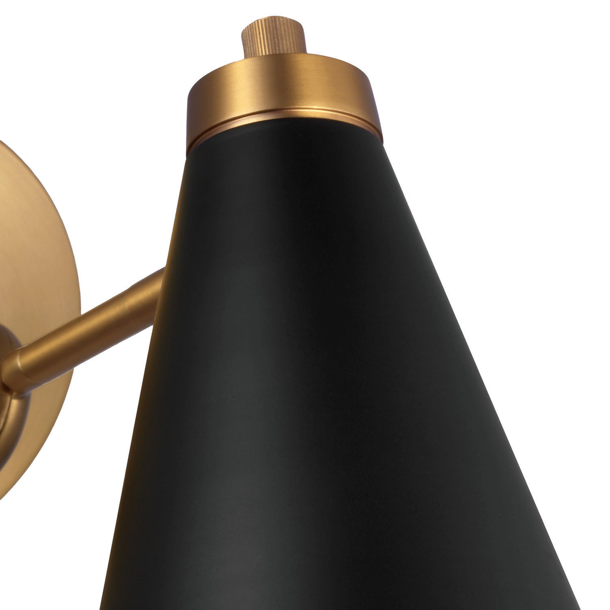 Langdon Adjustable One Arm Wall Sconce, Matte Black and Modern Brass