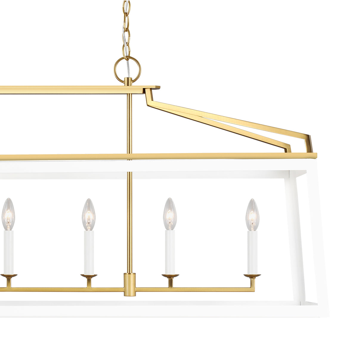 Fillmore Linear Lantern Pendant 48", Matte White and Modern Brass
