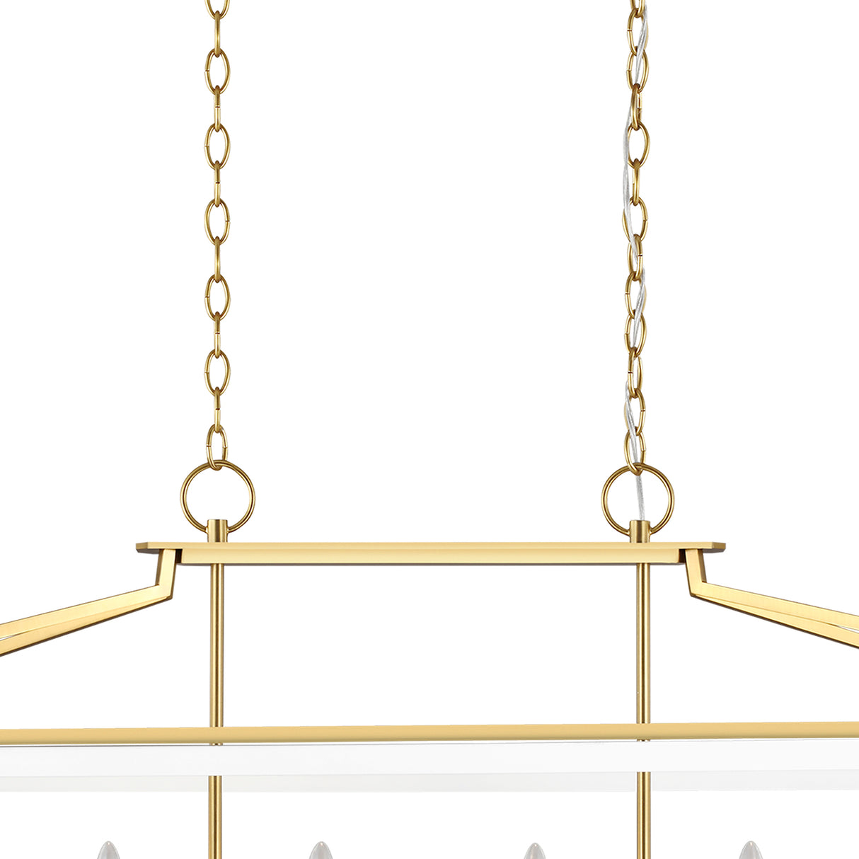Fillmore Linear Lantern Pendant 48", Matte White and Modern Brass