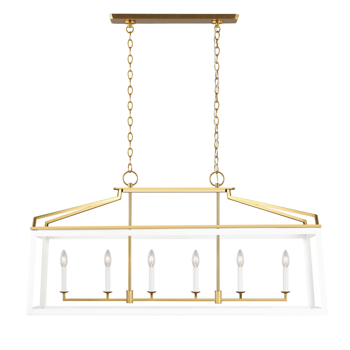 Fillmore Linear Lantern Pendant 48", Matte White and Modern Brass