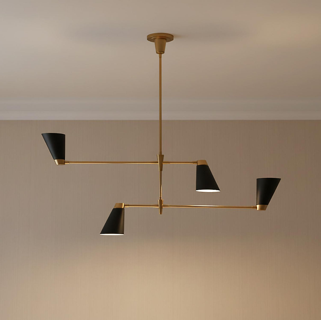 Langdon 4 Light Chandelier 48" for Modern home with Beige Textured Walls