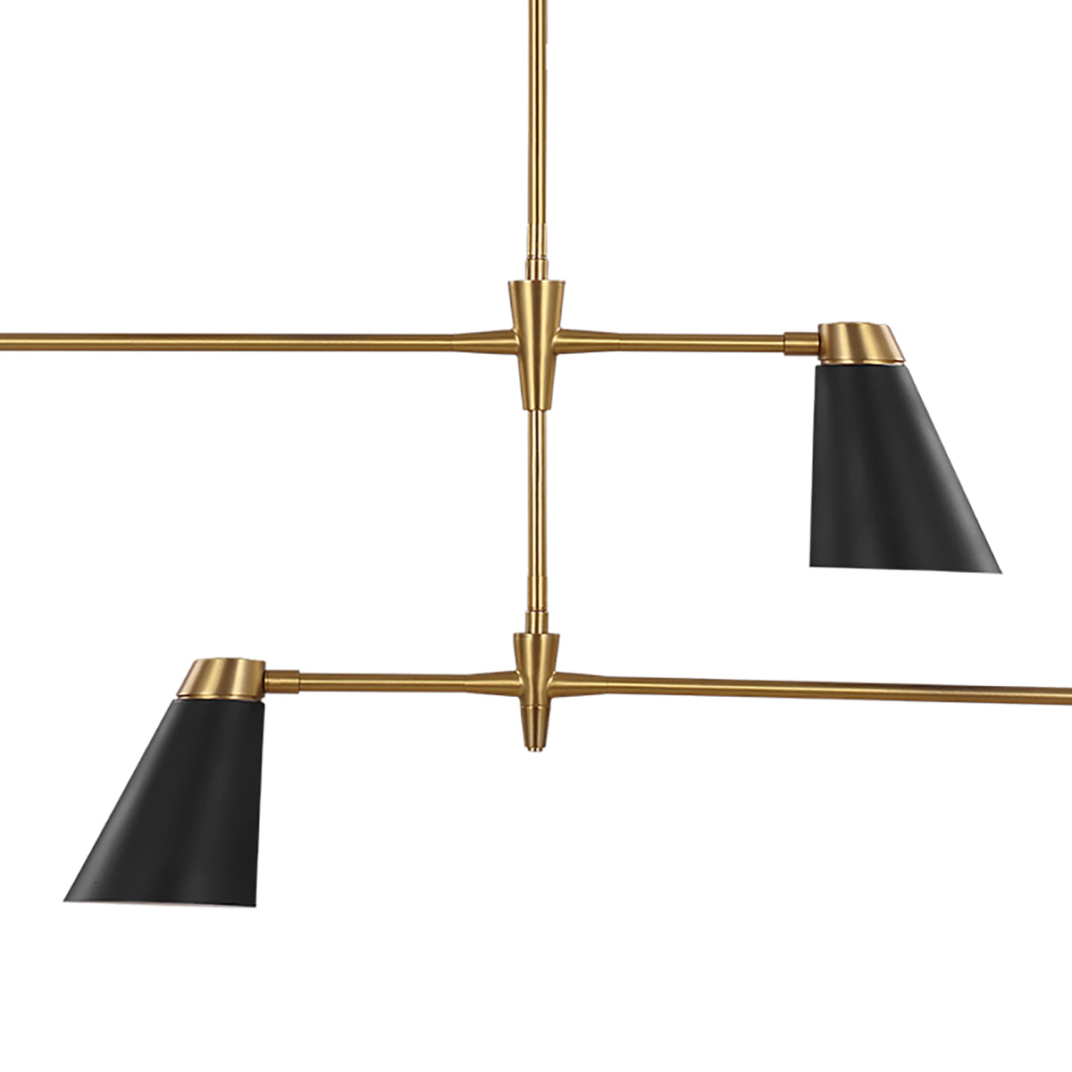 Langdon 4 Light Chandelier 48", Matte Black and Modern Brass