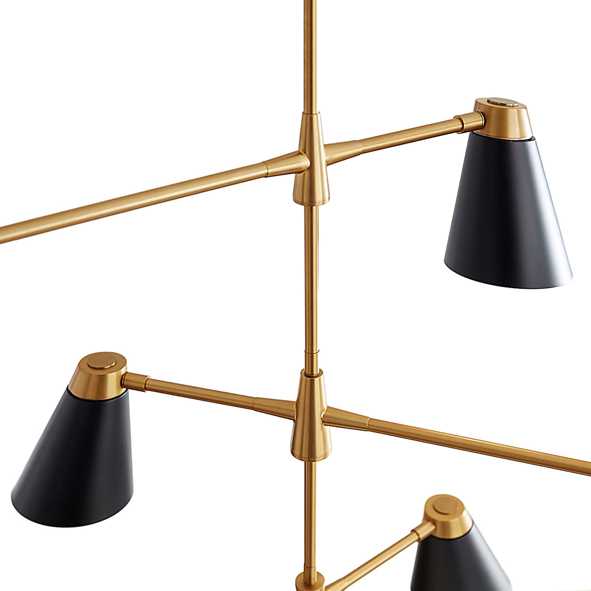 Langdon 6 Light Chandelier 48", Matte Black and Modern Brass