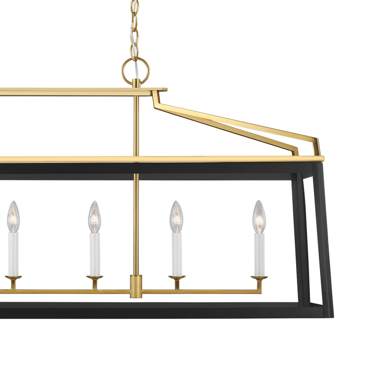 Fillmore Linear Lantern Pendant 48", Matte Black and Modern Brass