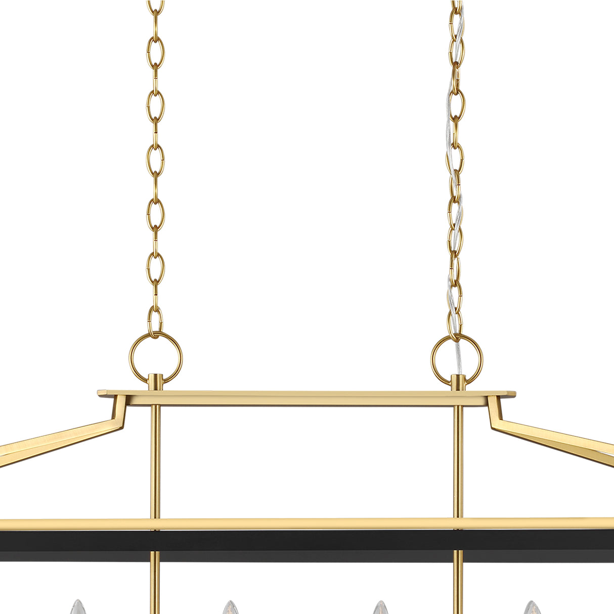 Fillmore Linear Lantern Pendant 48", Matte Black and Modern Brass