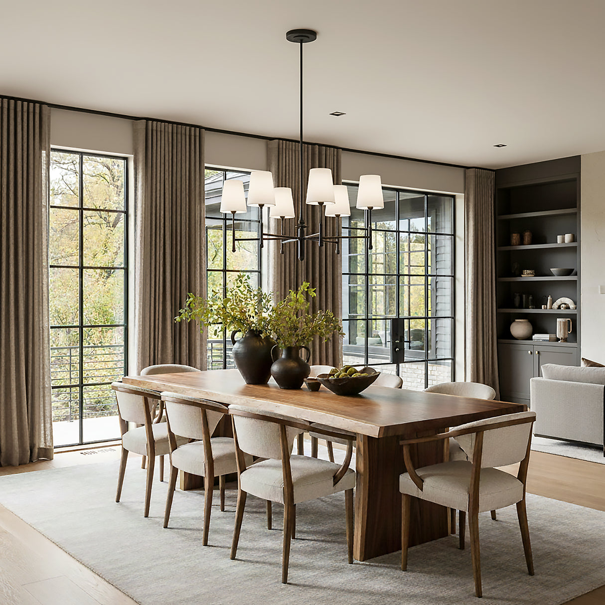 Emerson 6 Light Chandelier 30" for Modern home with Dark Gray walls