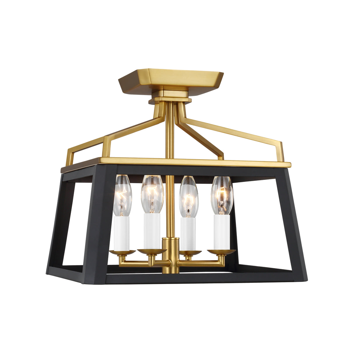 Fillmore Semi-Flush Mount 12", Matte Black and Modern Brass