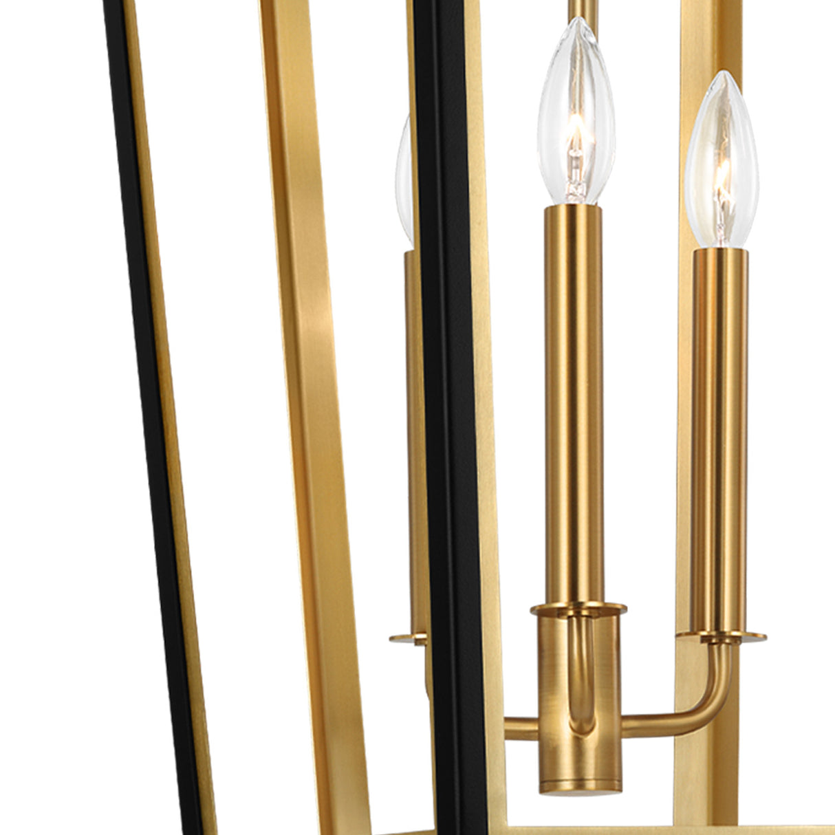 Rawlin Small Lantern Pendant 16", Matte Black and Brushed Brass