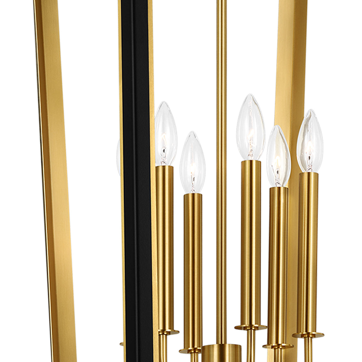Rawlin Large Lantern Pendant 27", Matte Black and Brushed Brass