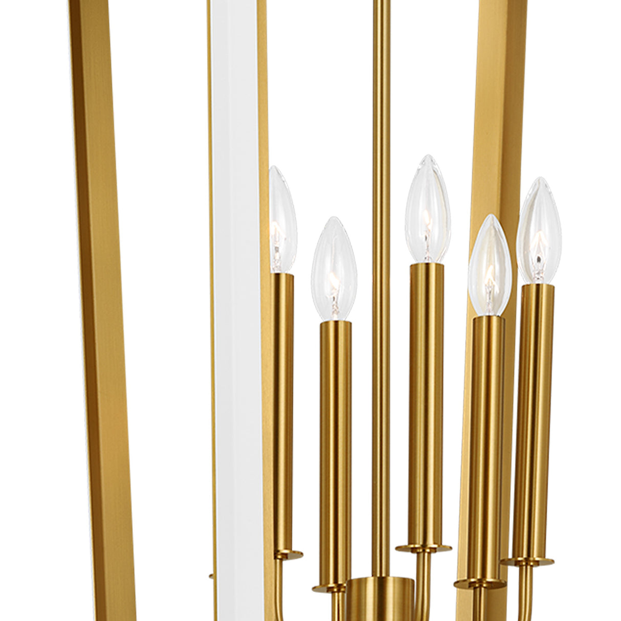 Rawlin Large Lantern Pendant 27", Matte White and Brushed Brass