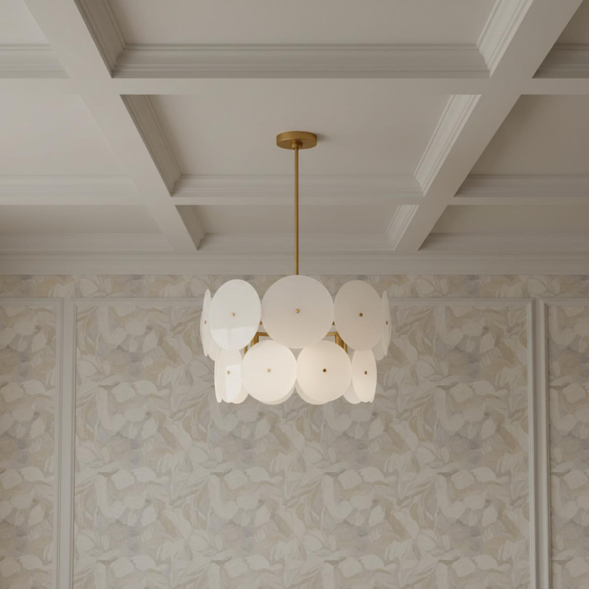Ophelia Medium Chandelier 24", Modern Brass and Layered Glass