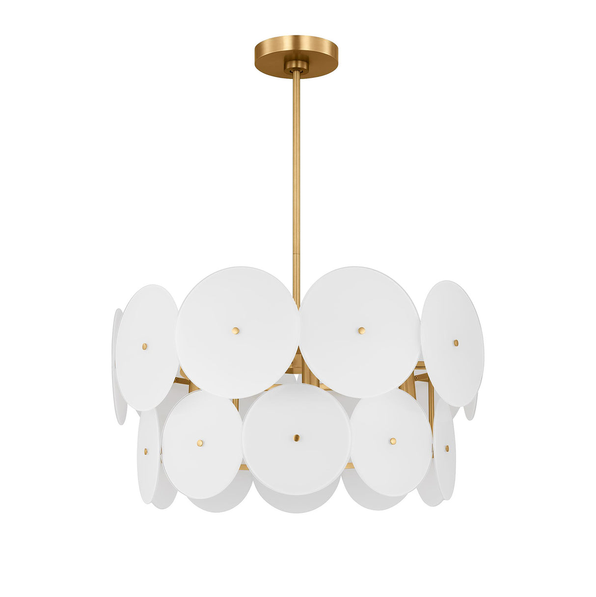 Ophelia Medium Chandelier 24", Modern Brass and Layered Glass
