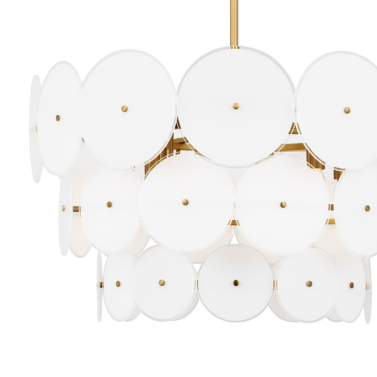 Ophelia Large Chandelier 28", Modern Brass and Layered Glass