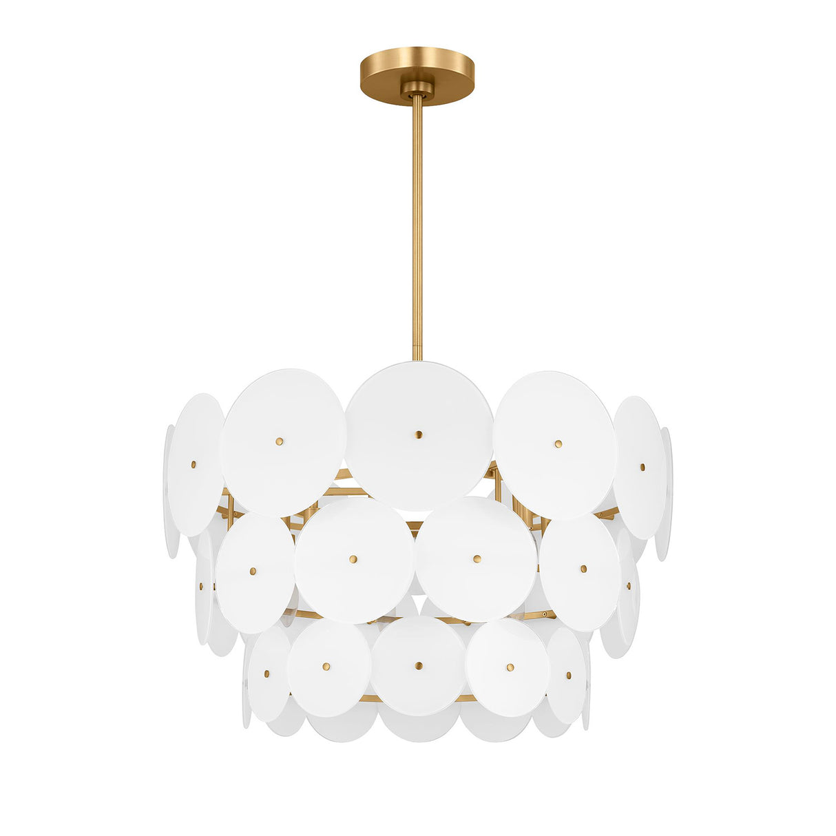 Ophelia Large Chandelier 28", Modern Brass and Layered Glass