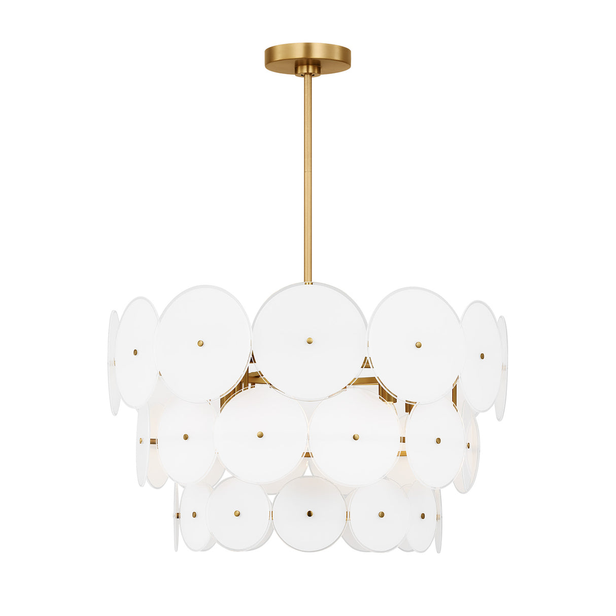 Ophelia Large Chandelier 28", Modern Brass and Layered Glass