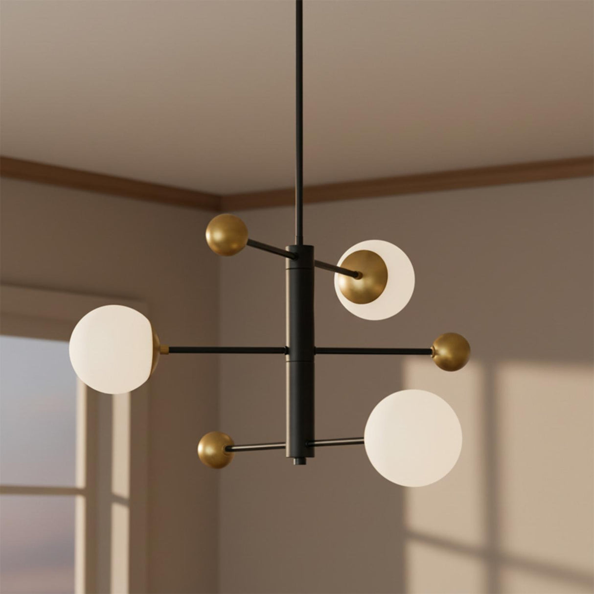 Jubilee Adjustable Chandelier 31", Black and Brass